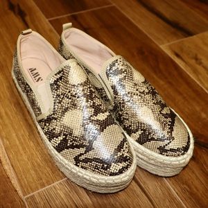 Snake Print Platform Espadrille Slip On Shoes